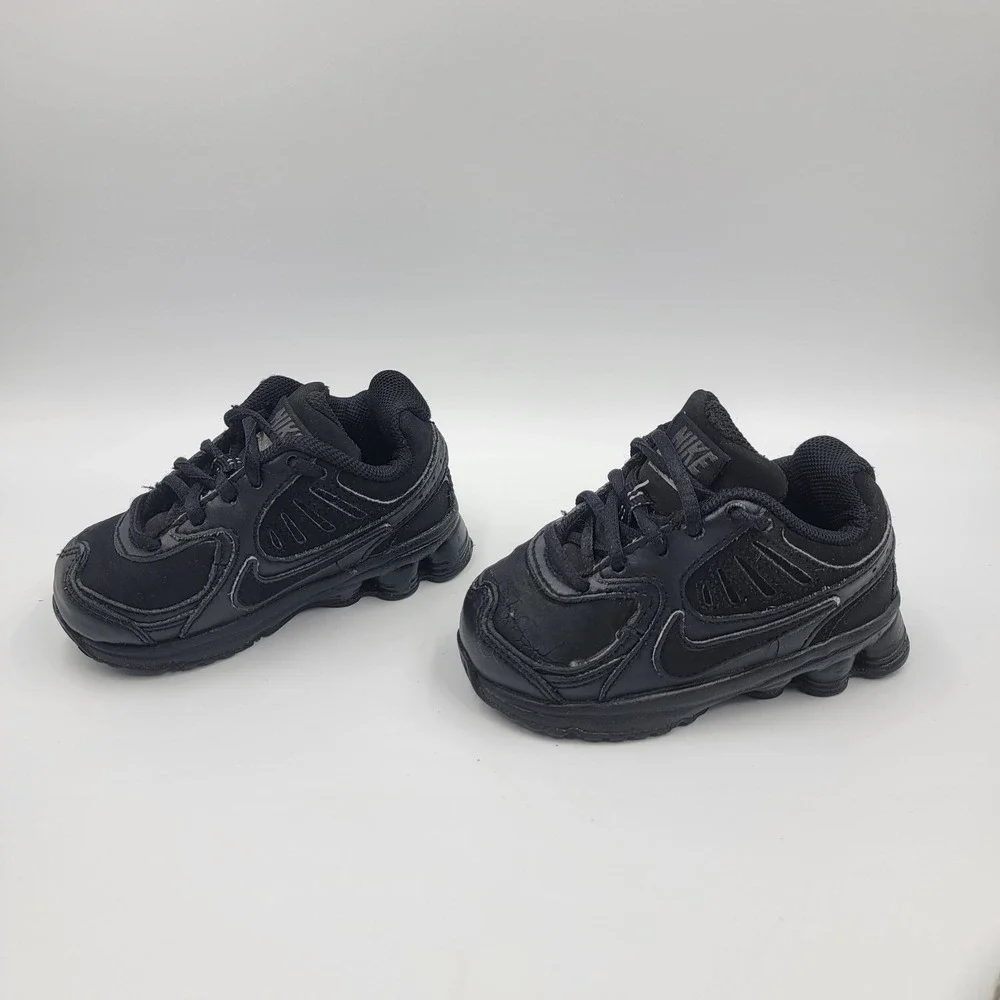 Y2k Nike Shox 2010 TD Toddler Size 5C Triple Black Running Shoes Sneakers Read